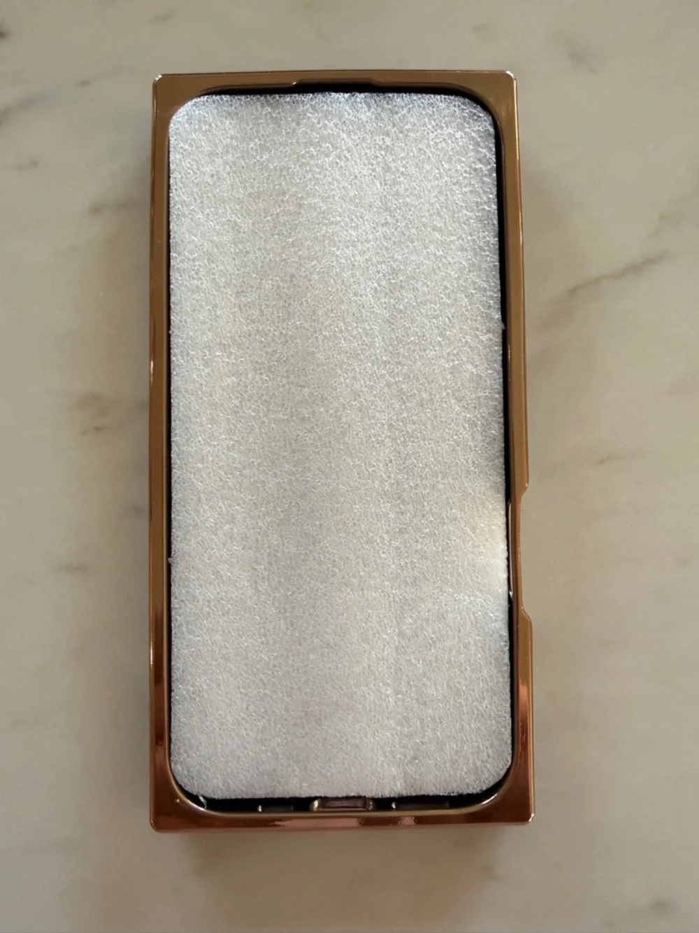 Black Glossy iPhone 16 Pro Case with Rose Gold Heart & Camera Trim